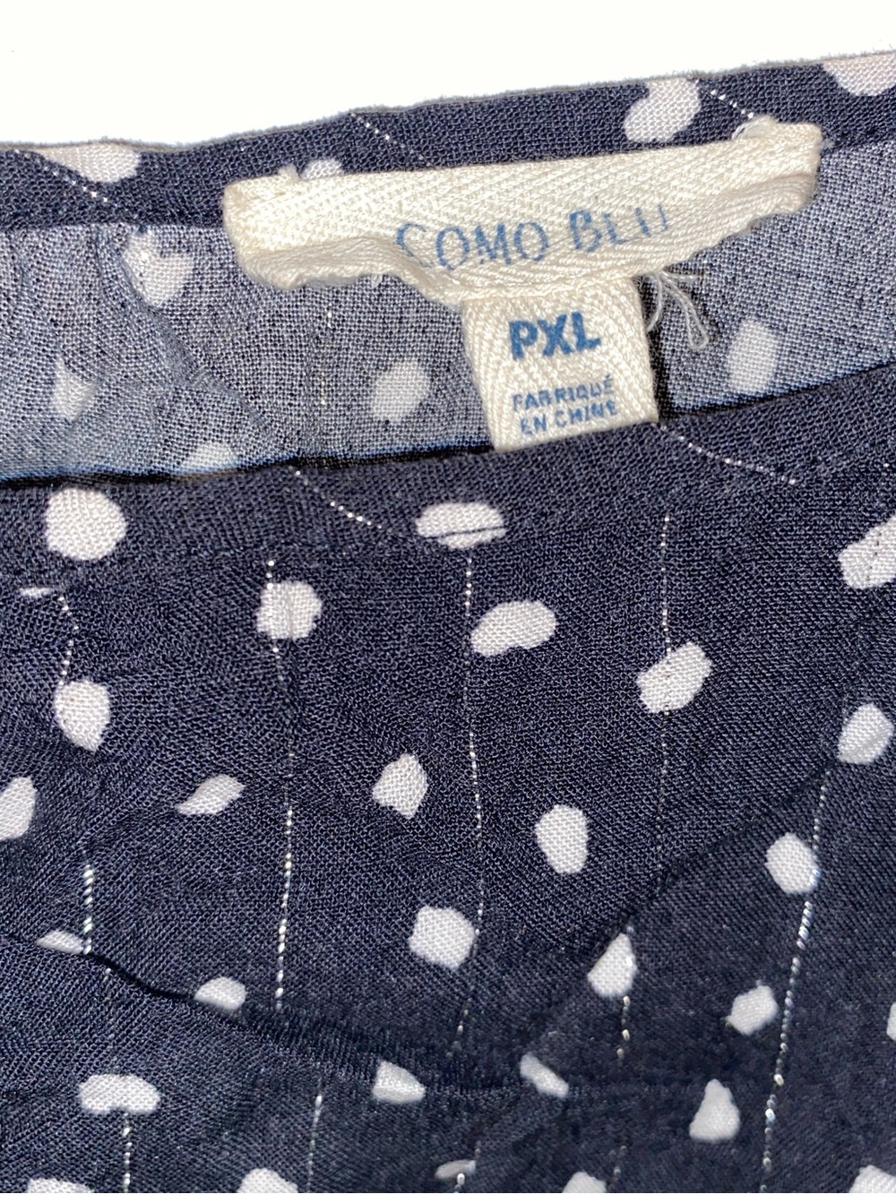 Women’s Navy Dot Pintuck Blouse - Picture 3 of 5